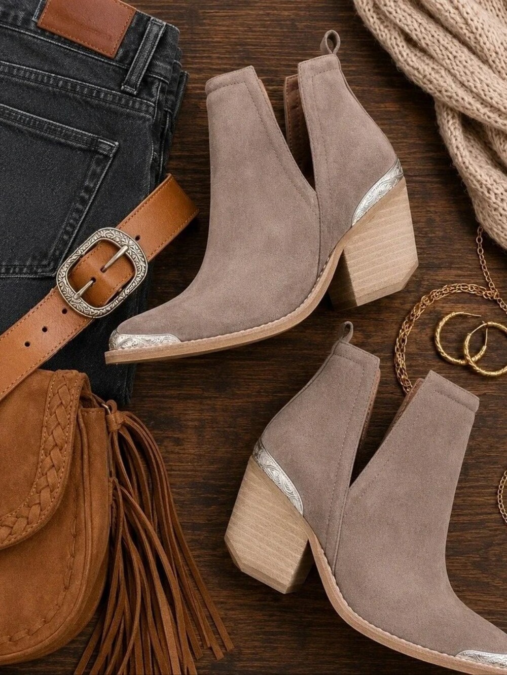 Jeffrey Campbell Cromwell Western Cut Out Metal Detail Booties